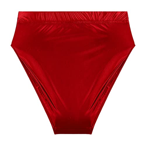 Hularka Men's Glossy Oily Silky Briefs Underwear Solid High Waist Panties Underpants Bottoms4