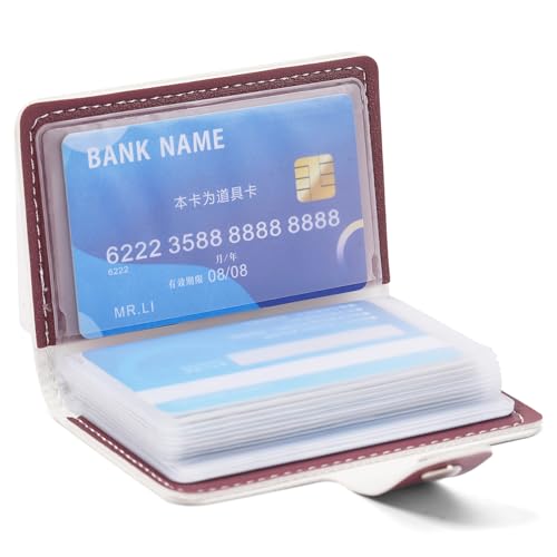 Image of RNIEGA Card Holder for Women Small Womens Wallet Vegan Leather RFID Blocking Transparent Card Case with 22 Slots