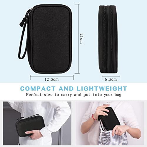 Fyy Electronic Organizer, [2 Pcs]Travel Cable Organizer Bag Electronic Accessories Carry Case Portable Waterproof Double Layers Storage Bag For Cable, Charger, Phone, Earphone, Medium Size-Black+Black #TOP1