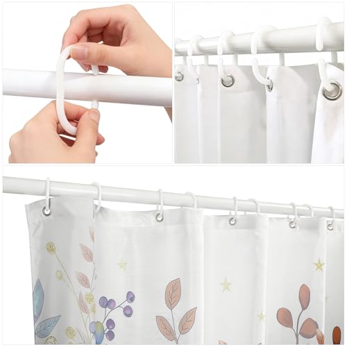 Rideau de douche anti éclaboussures 183x213cm en polyester avec herbes et fleurs