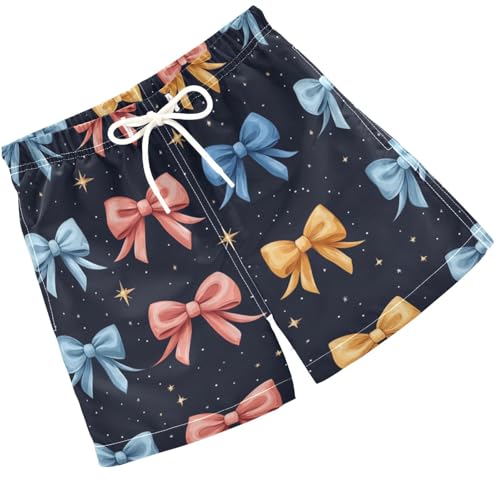 Pigsaly Boys Swim Trunks Blue Pink Cute Ribbon Bow Boys Board Shorts Swimsuit Swimwear Summer Bathing Suit XS
