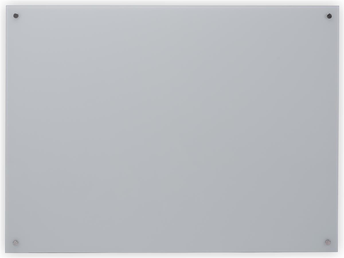 Displays2go, Glass Whiteboards, Made of Tempered Glass, Metal Standoff Mount, Frameless Design – White Finish (GB3648SWH)