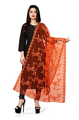 Dupatta filet de créateur pour femme chic avec broderies artisanales élégantes