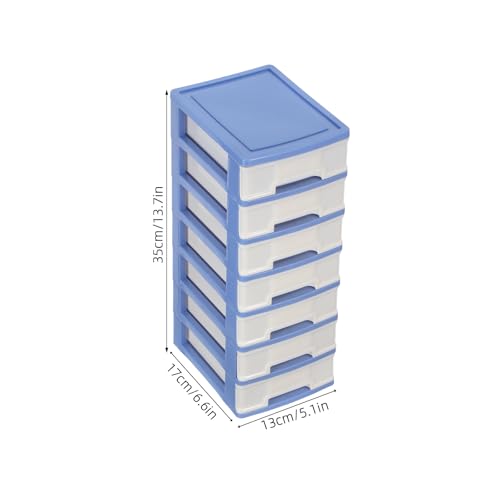 Meuble de rangement 7 tiroirs POPETPOP bleu armoire plastique compacte salon