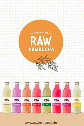 Image of Raw Kombucha - Herbal Supertea (250 mL Bottles)- Variety Pack: Rose Tulsi, Hibiscus Lime, Lavender Blue Tea, Hops, Lemon Ginger, Jasmine Chamomile(18 Pack) - Authentic with Live Bacteria