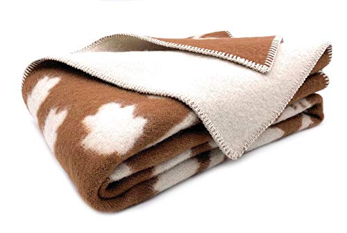 JOWOLLINA Omkeerbare deken wollen deken plaid knuffeldeken wol 130x200 cm (kaneel uil) - Image 3