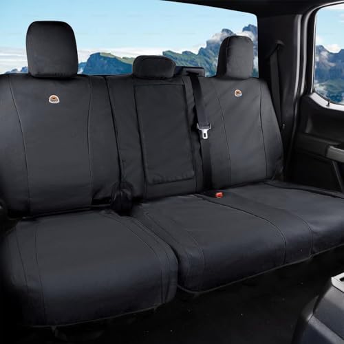 Coverado Rear Car Seat Covers Waterproof Canvas Seat Protector for Car Seat Cushions for Kids & Dogs Seat Covers Compatible with 2015-2026 Ford F150 & 2017-2026 Ford F250 F350 F450(Black 2PCS)