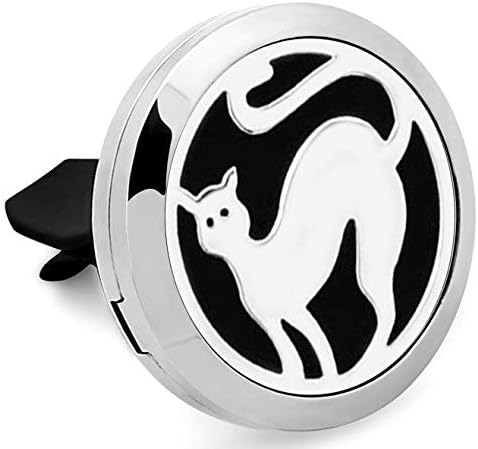 Aromabug Regular Size (Cat Tail) 30mm Car Aromatherapy Essential Oil Diffuse Stainless Steel Locket Air Freshener with Vent Clip 7 Pads 1 Oil Included