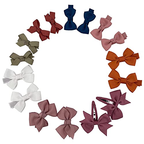 Boutique Baby Hair Clips Toddler Tiny Hair Bow Snap Clips in Fringe Bangs Hair Accessories Infant Baby Girls Kids Hair Bows (Assorted Styles in Pair)