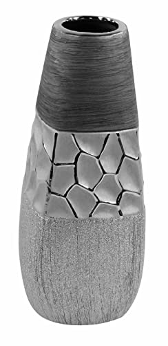 Vase Blumenvase schlank Dekovase 'Boccaccio' grau-Silber-anthrazit 24cm hoch, Keramik, Wohnzimmer Cover
