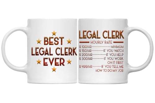 MONIZILUCKY Legal Clerk Mug, Hourly Rate Legal Clerk Gifts for Coworkers