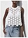 dsumvns Women Hollow Out Sleeveless Embroidered Tops Fashion Crew Neck Loose Fit Beach Vacation Cover Ups A-White