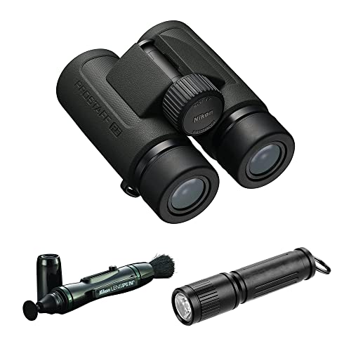Nikon Prostaff P3 8X30 Waterproof Binocular For Adults | Small & Compact Travel Binoculars For Bird Watching | Lens Pen Cleaning System, & Flashlight Bundle Set #TOP5