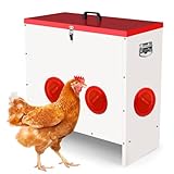 verzinkter Stahl Futterautomat Hühner Großvolumiger 22,6 kg, Hühnerfutter Automat mit 6 Futterstellen, Futterspender Hühner Nagetiersicher Feuchtigkeitsresistent für Geflügel, Wachtel, Enten