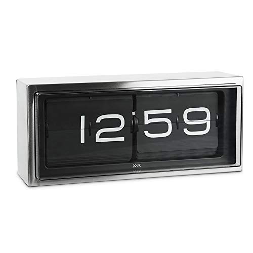 Wall/Desk Clock Brick Stainless Steel 24H Black #TOP1