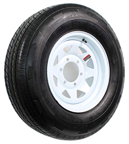 Trailer Tire On Rim ST205/75R15 Load Range D 6-5.5 White Spoke Wheel 4.27 CB