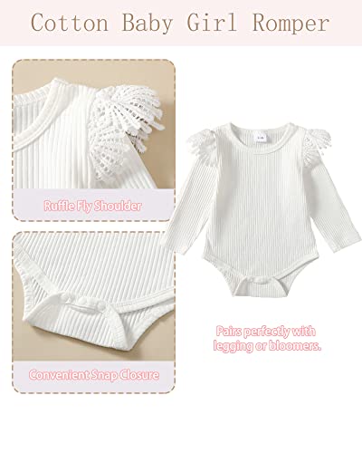 Image of Newborn Baby Girl Clothes Toddler Long Sleeve Ruffle Romper Top Infant Skirt Set Little Girl Overall Dress