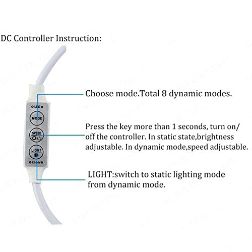 Vrabocry 2-Pack DC 12V-24V LED Strip Controller – 3-Key Mini Dimmer For Single Color 5050/3528/5630 LED Strips, White