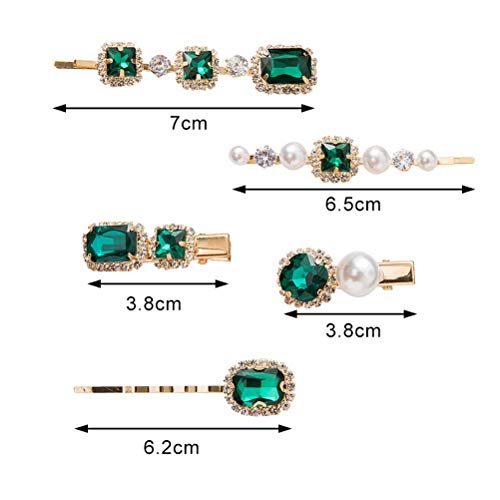 5 Pcs Pearl Hair Pins For Women Hair Accessories Green Hair Clips Hair Bling Pearl Bobby Pins Emerald Hair Barrettes For Hair Styling #TOP2