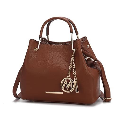 MKF Collection Bolsa feminina de couro vegano, alça superior, bolsa de mão da Mia K, Conhaque, Large