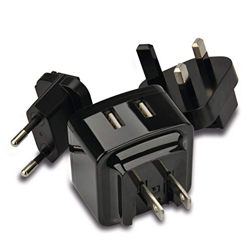 Cartrend 10416 USB-reisstekker met verwisselbare stekkers voor EU UK US, 3500 mA