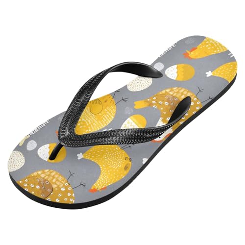 ALAZA Chicks and Eggs Flip Flops for Women Fashion Beach Slippers Comfort Mens Flip Flops Non-Slip Rubber Shower Slippers Sandal for Hotel Travel Sport,XS2