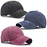 3 PCS Gorra Béisbol Retro Color Sólido, Gorras de Béisbol de Algodón Lavado, Retro Ajustable para Mujeres y Hombres,...