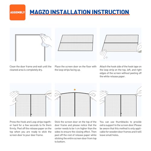 Image of MAGZO Customized Magnetic Screen Door, Sturdy Custom Magnets Double Mesh Door Screen Curtain with Full Frame Hook & Loop for Entrance