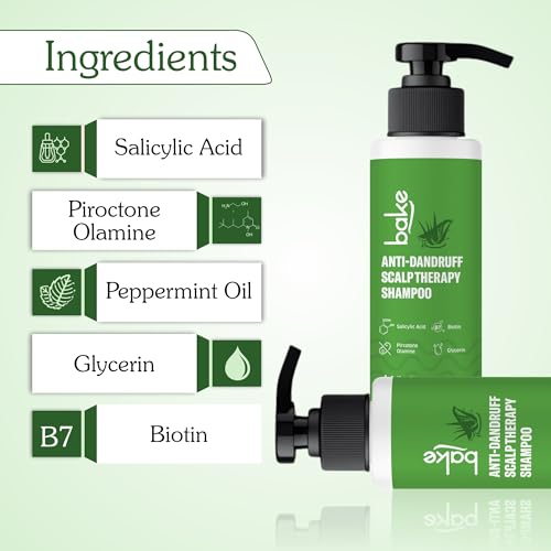 Image of BAKE 2% Salicylic Acid Anti Dandruff Shampoo for Scalp Strengthening, Dry Itchy Scalp, For Men & Women - 200ml