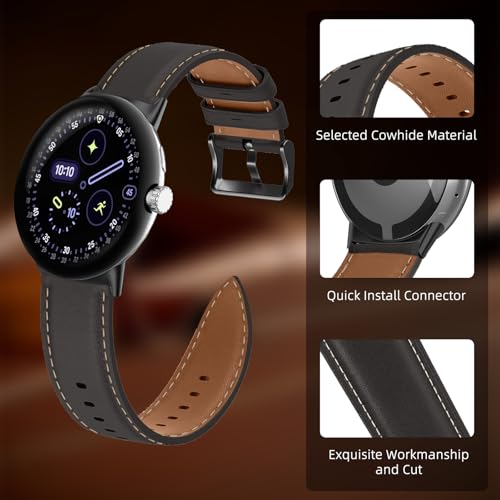 Correa de cuero para Google Pixel Watch 41mm negra miniatura 4