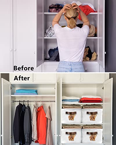 Storage Basket Highland Cattle Yak Cow With Flower Storage Bin With Handles, Animal Art On White Collapsible Organizer Storage Cubes Bins For Closet, Laundry Clothes, Bathroom, Nursery Toys #TOP2