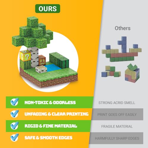 Lercaii Magnetic Blocks - 48Pcs 0.8in Magnetic Building Block for Kids Ages 3-8, Toy Building Set for Kids,Magnets Stacking Construction Birthday Gifts for Boys Girls Age 3-8, 8-12- Forest — view 4