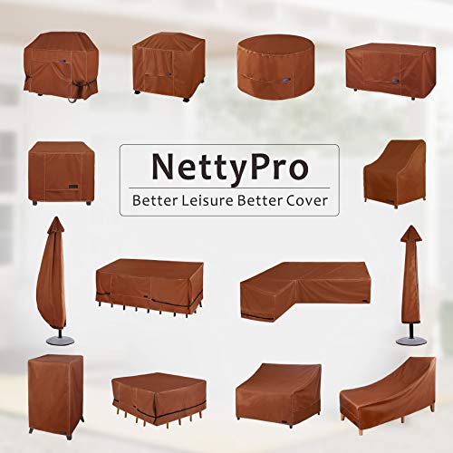 NettyPro Outdoor BBQ Grill Cover 68 Inch 3-5 Burner Waterproof Heavy Duty Patio Barbecue Gas Grill Cover, Fits Weber Char-Broil Nexgrill Brinkmann Grills and More, Brown