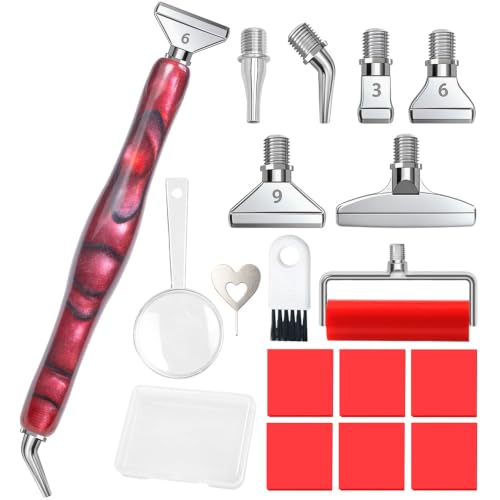 Image of Praise V Do Diamond Painting Art Drill Bead Dot Pick Pen Kit with Screw Stainless Steel Rose Metal Tip Nib Placer Roller Tool Accessories Ergonomic Stylus for 8D Diamond Paint Nail Red Black