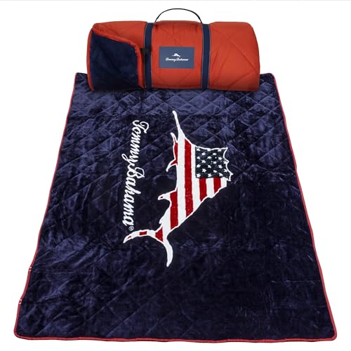Image of Tommy Bahama 50 inch x 70 inch Waterproof Picnic Blanket, Patriotic USA