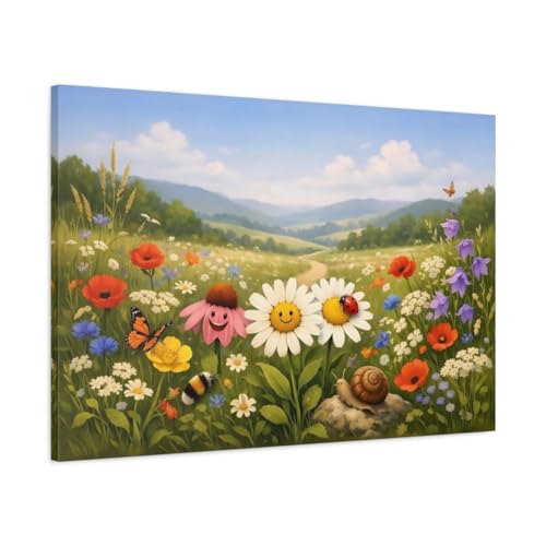 Tableau fleurs sauvages grand format pour habiller un mur vide et illuminer une pièce sombre