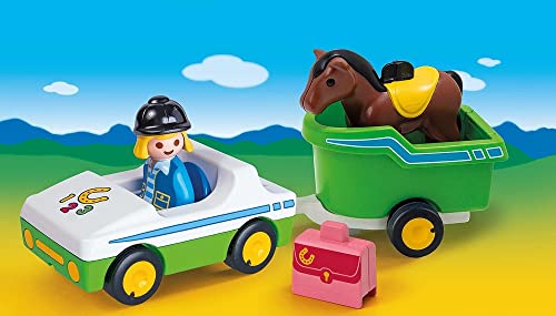 Playmobil 1.2.3 Cavalière avec voiture et remorque Neuf - vue 6
