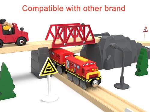 Train Toys Battery Operated Locomotive Train for Wooden Track, Motorized Train for Toddlers with Magnetic Connection, Compatible with Thomas, Brio, Chuggington, Melissa and Doug - Image 5