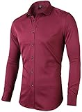hemd bordeaux ★★★★★Design: die stilvolle formele/casuale Hemden mit Knöpfen, Kläppchenkragen und Langarm. Der Kragen ist von starkem Stoff verdickt. Dieses Hemd besitzt nicht nur traditionelle sondern auch moderne Stil, das Selbstbewusstsein und Vernunft zu verköpern.