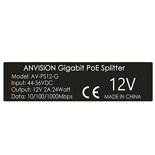 ANVISION Gigabit PoE Splitter, adaptador Ethernet 48V a 12V 2A para cámara de seguridad, AP, Voip y más, modelo AV-PS12-G miniatura 6