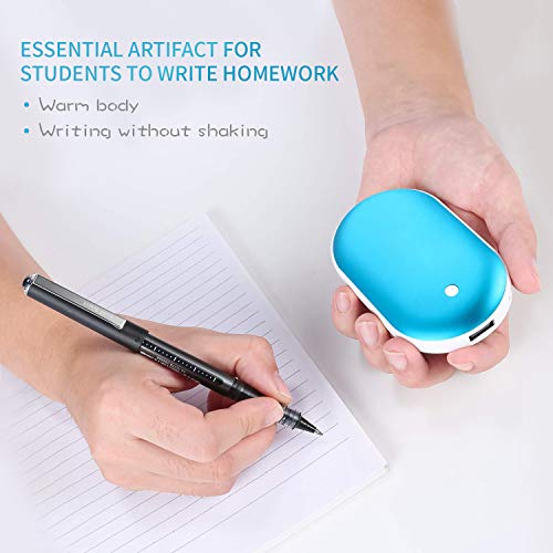 Hand Warmers Rechargeable, USB Hand Warmer Reusable 5200mAh USB Beverage Warmers Heater Battery Hot Pocket Warmer Electric Handwarmers Blue