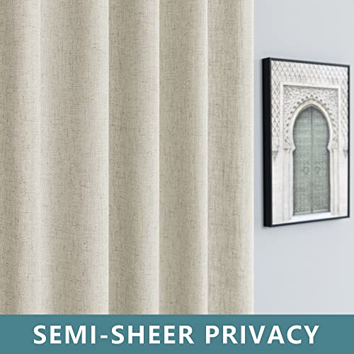 Flax Linen Curtains Long For Living Room 2 Panels Tab Top Light Filtering Energy Efficient Burlap Cotton Textured Large Beige Outdoor Curtain For Sliding Door Patio French Country Decor Tan, 52X108 #TOP3