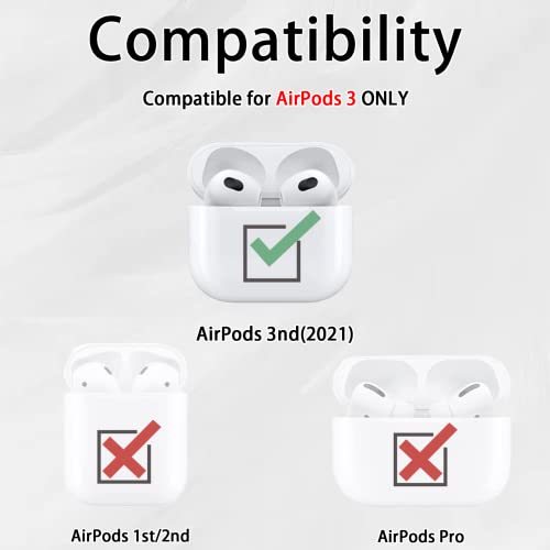 2 In 1 Protective Case Combo Set Compatible For Apple Airpods 3(2021) Airtag, Gps Tracker Holder With 2 Pcs Tpu Screen Protector&Keychain, Soft Silicone Anti-Lost Anti-Scratch Skin Cover(Black) #TOP1