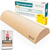 GAIO® Tronco Propioceptivo 5p - Madera Natural - Medidas Oficiales (49 x 17 x 7.5 cm) - Ejercicios de Suelo Pelvico con Banda Elástica - Pilates, Wood roller, Tronco propiocepción, Tronco 5p
