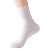 TADSFVC Diabetiker-Socken für Damen, verhindert Krampfadern, Herrensocken, Diabetiker, Hypertensivpatienten, Baumwollmaterial, B, weiß, EU 45-50(5 PAIERS)