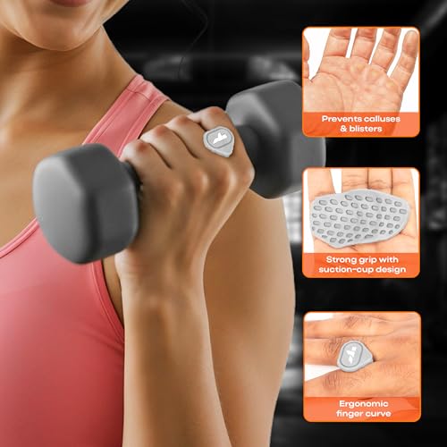 Image of IMPETUS Silicone Hand Gym Grips Workout for Men & Women | Fingerless Anti-Slip for Pull-Ups, Weightlifting, Deadlifts, Crossfit & Home Gym Training (Grey)