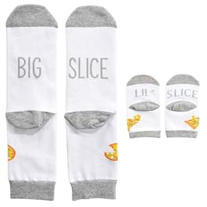 Dad Baby Matching Socks, New Dad Gifts, Cotton Daddy and Baby Pizza Socks, Men Husband Son Gift Idea Fathers Day Birthday Christmas, Baby Shower Gifts for Girls Boys