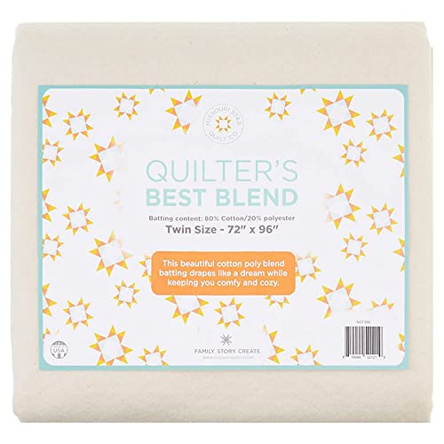 Quilt Batting Twin Size 72 X 96 80/60 Warm Cotton Poly