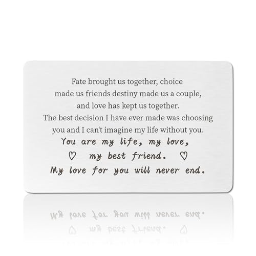 Valentines Day Gifts for Her, Father's Day Gifts from Wife, Couple Wallet Card, Couple Stocking Stuffers, Birthday Christmas Gifts Present for Boyfriend Husband Wife