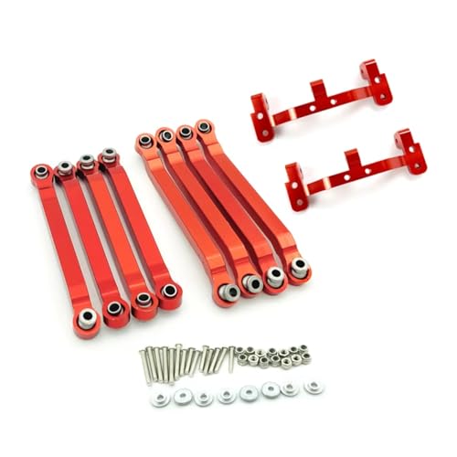 Rc Special Connecting Rod for MN D90 D91 D96 D99 D99S MN90 1/12 8pcs Metal for Chassis Pull Rods Link Suspension Tie Rod Set RC Tracked Vehicle Parts and Accessories(Red)